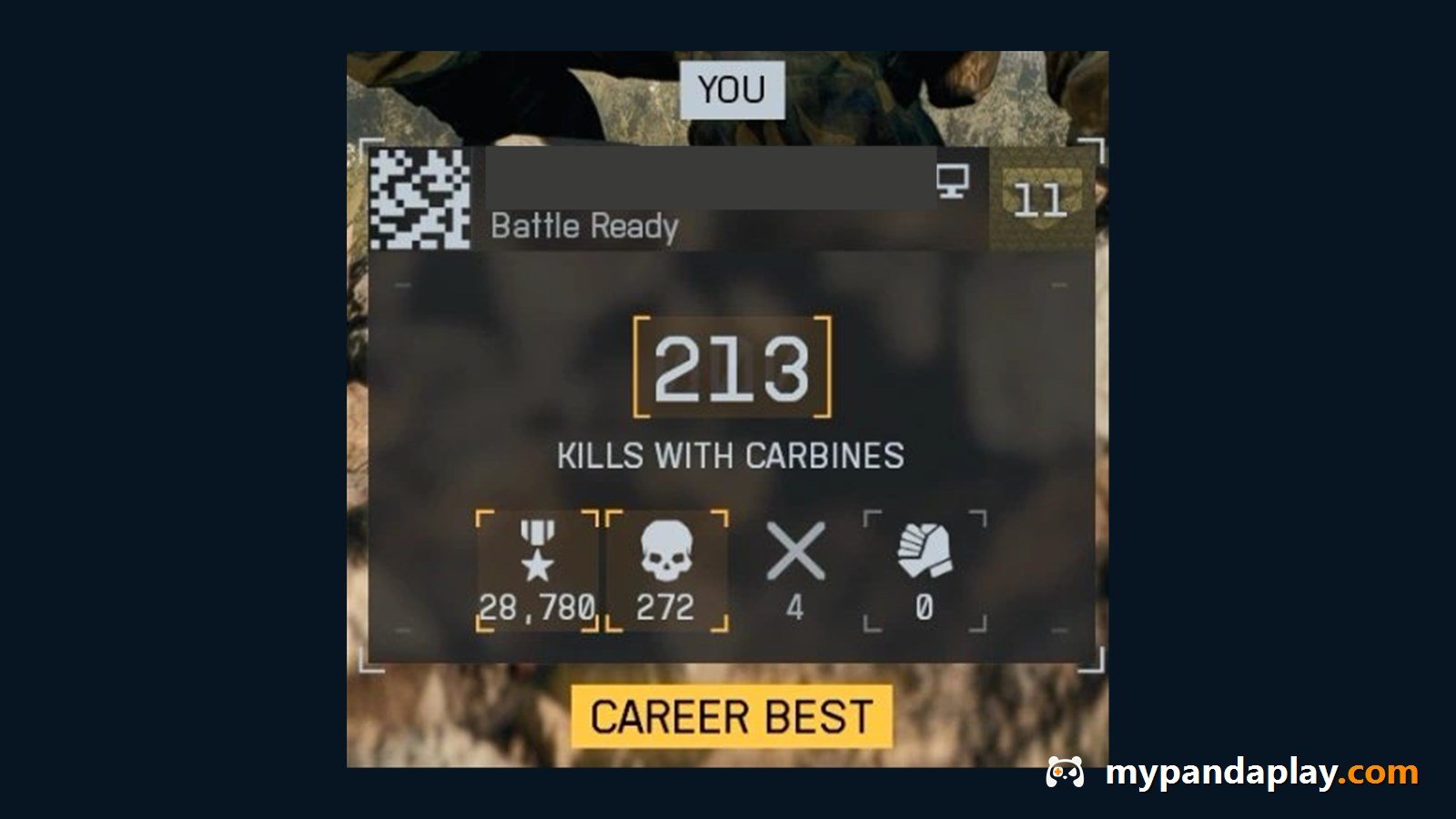 Battlefield 6 end-of-match Career Best card showing 272 kills and 4 deaths in a bot lobby