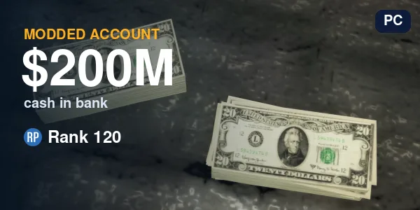 GTA V Modded Account - 200M Cash / RP 120 - PC