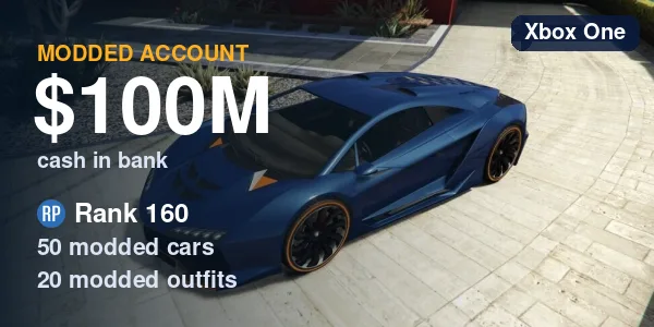 GTA V Modded Account - 100M Cash / RP 160 / 50 Modded Cars / 20 Modded Outfits - PC