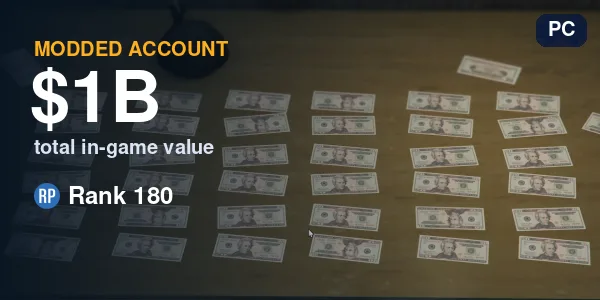 GTA V Modded Account - 1 Billion Total / RP 180 - PC