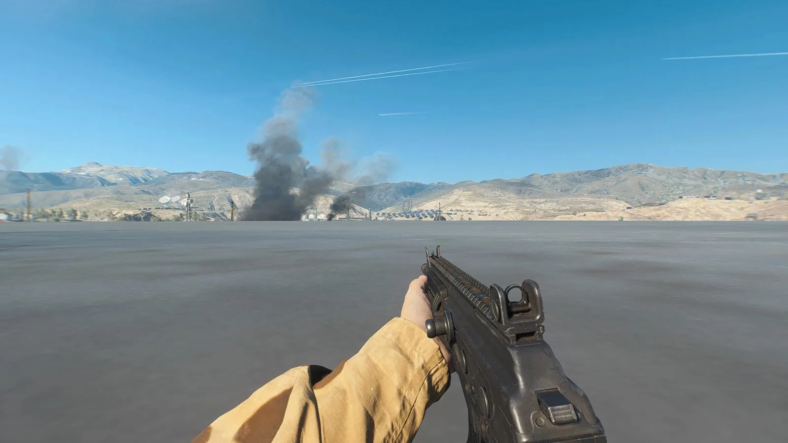 The NVO-228E assault rifle held in first person in Battlefield 6