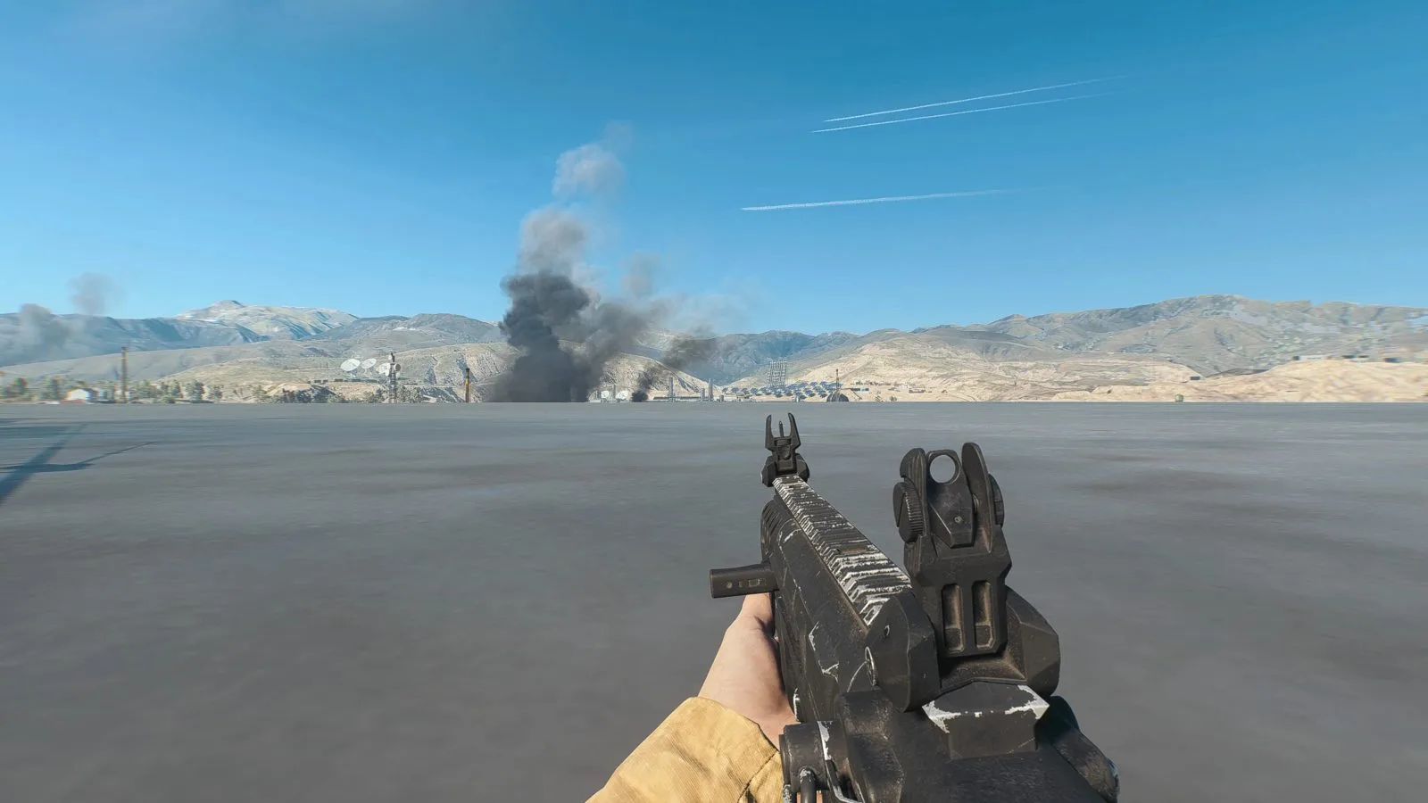 The TR-7 assault rifle held in first person in Battlefield 6