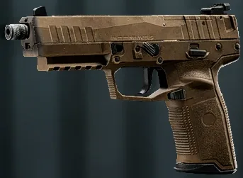 The ES 5.7 pistol in its factory finish, side view