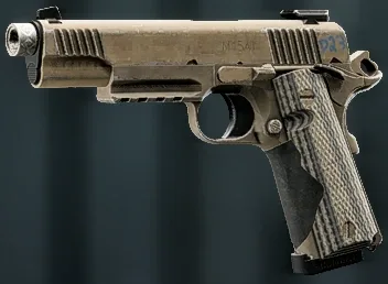 The M45A1 pistol in its factory finish, side view