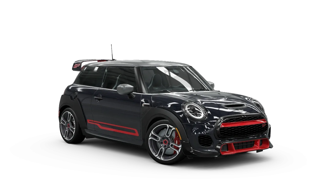 2021 MINI John Cooper Works GP in dark grey with red GP accents, Forza Horizon 6 car render