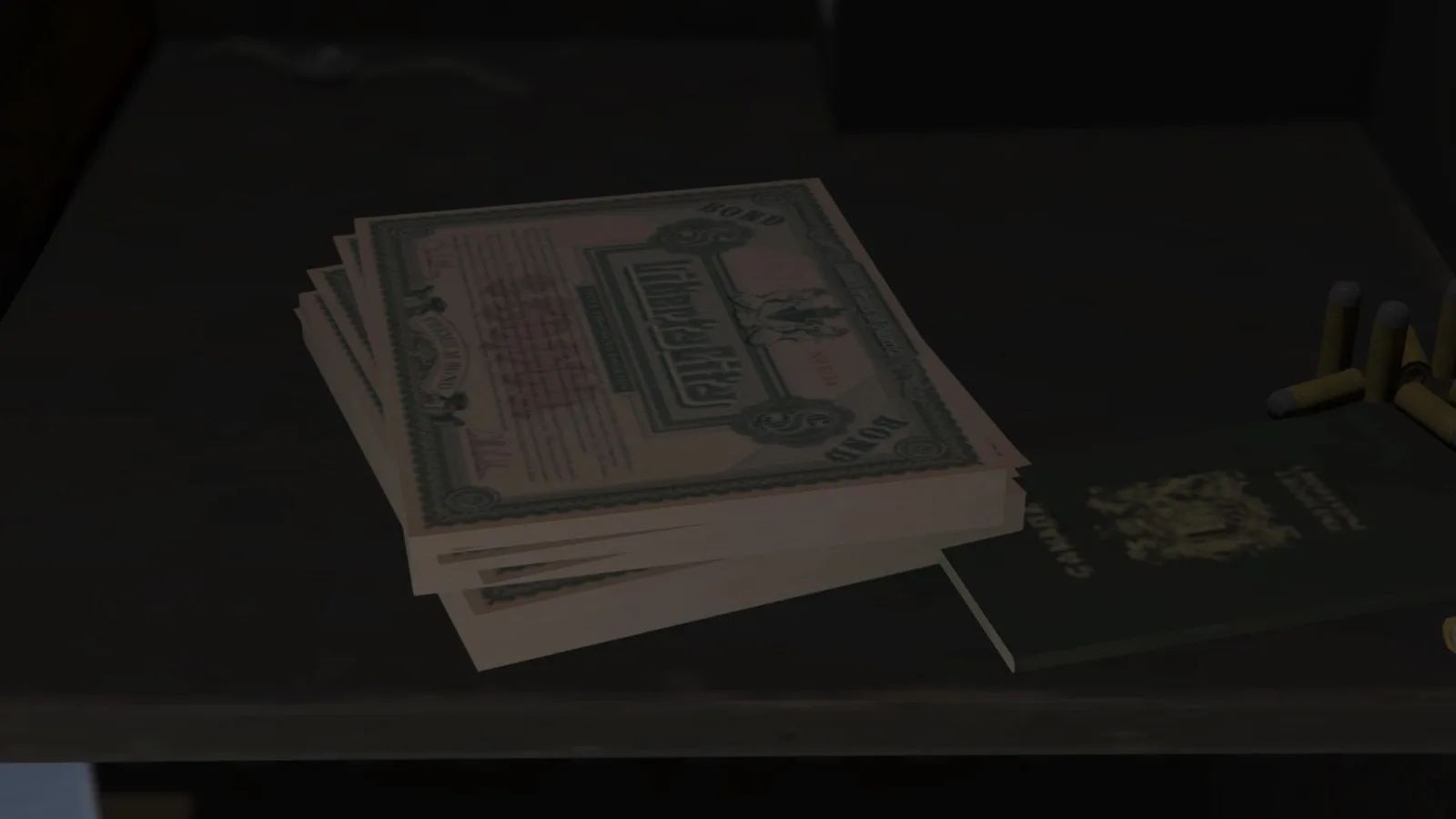 Bearer Bonds inside the safe in El Rubio's office