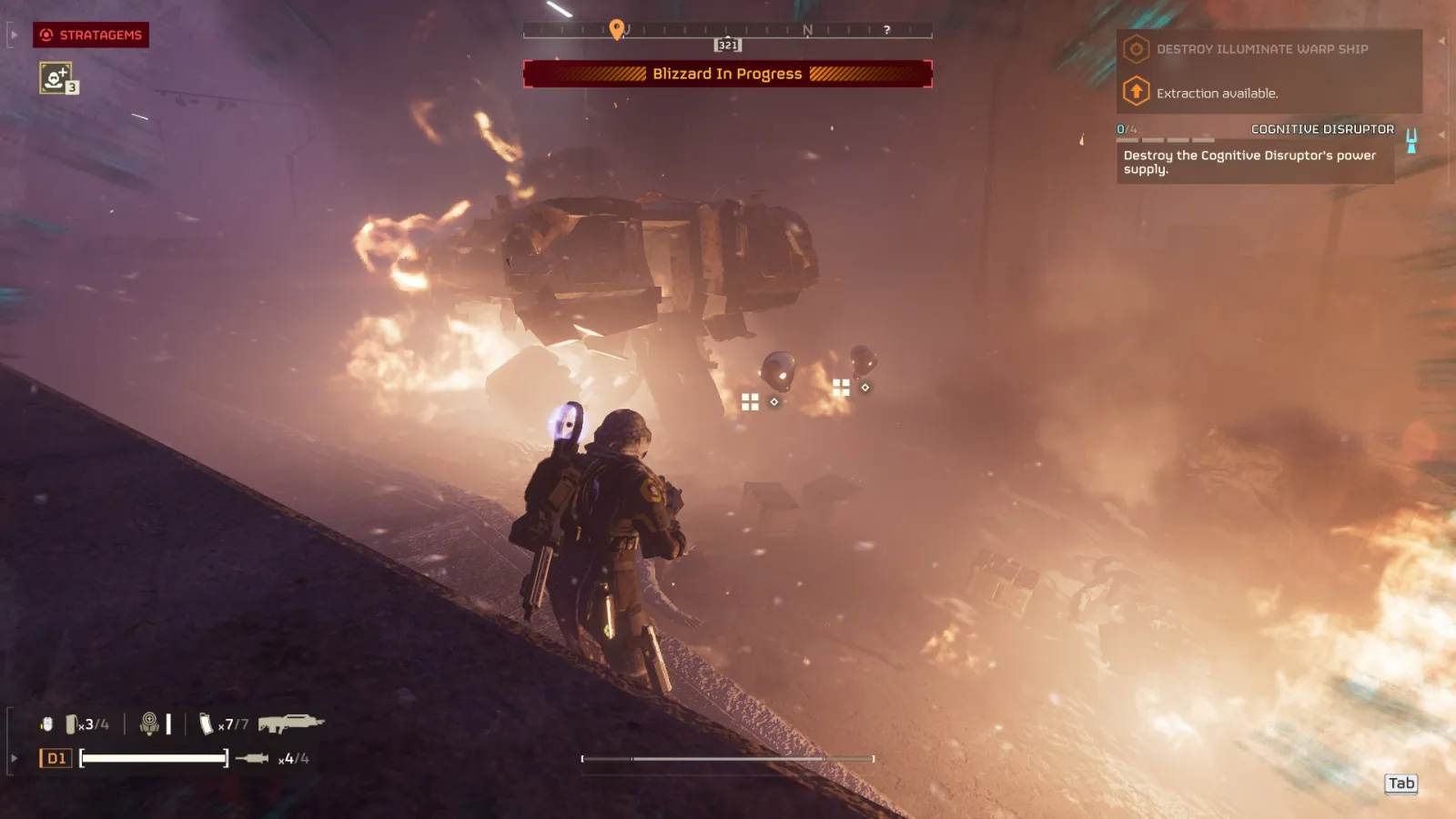 Super Samples glowing between two burning wrecked vehicles on a colony street