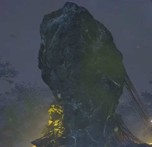 The slime-covered variant of the Super Sample Rock on a Terminid planet