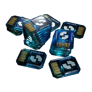 The Helldivers 2 Super Credit icon, a blue data chip marked Super Credit