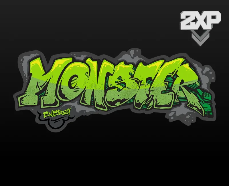 Tagged Large Decal: green graffiti-style Monster Energy lettering