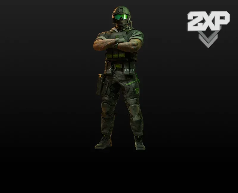 OG Green Operator Skin: an operator in dark gear with green goggles and Monster claw logos