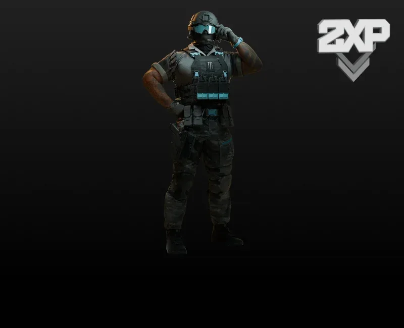Zero Chill Operator Skin: an operator in dark gear with light blue accents and a Monster claw on the vest
