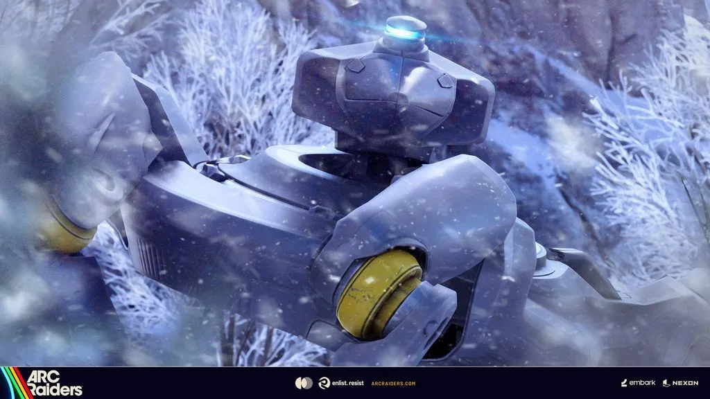 The Bully, a four-legged armoured ARC machine, in an ARC Raiders Frozen Trail screenshot