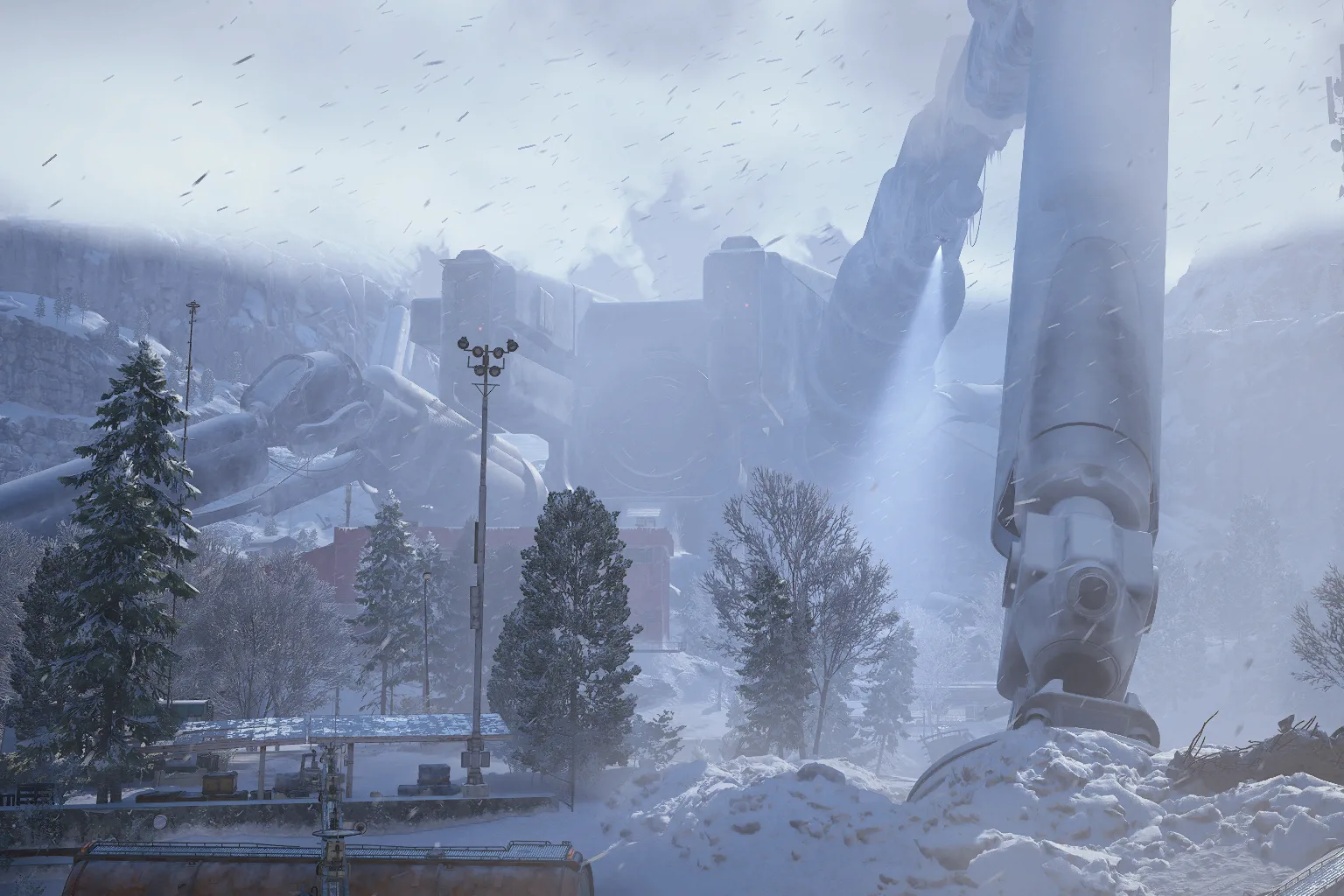 Pendola Pass map key art from ARC Raiders showing the snowy valley where the Emperor fell