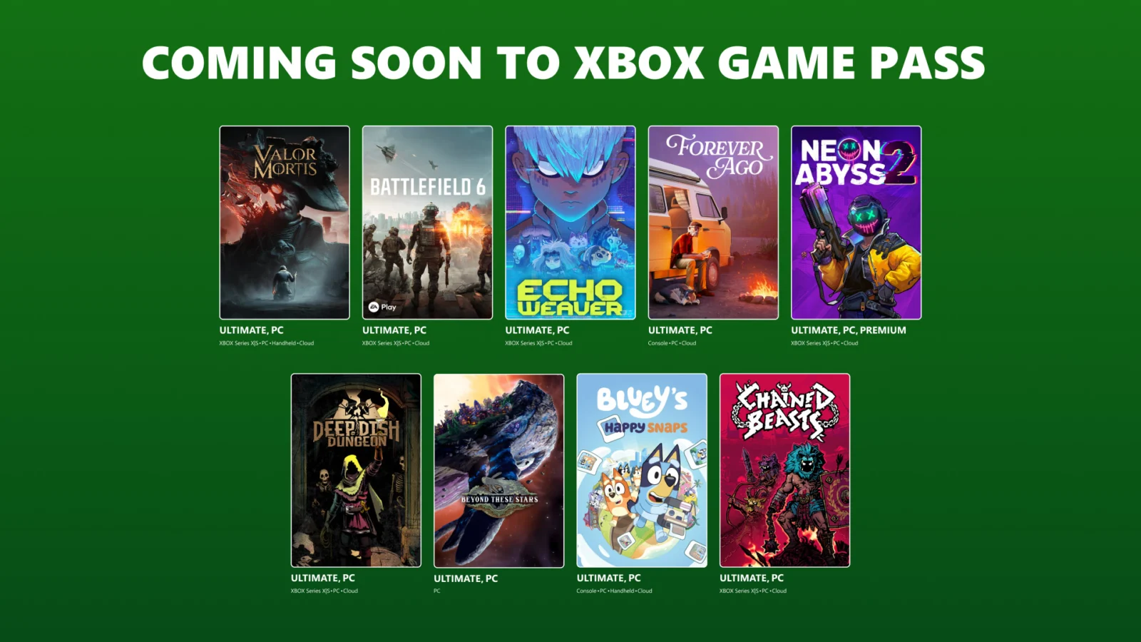 Xbox Game Pass Coming Soon artwork for the October 2026 wave
