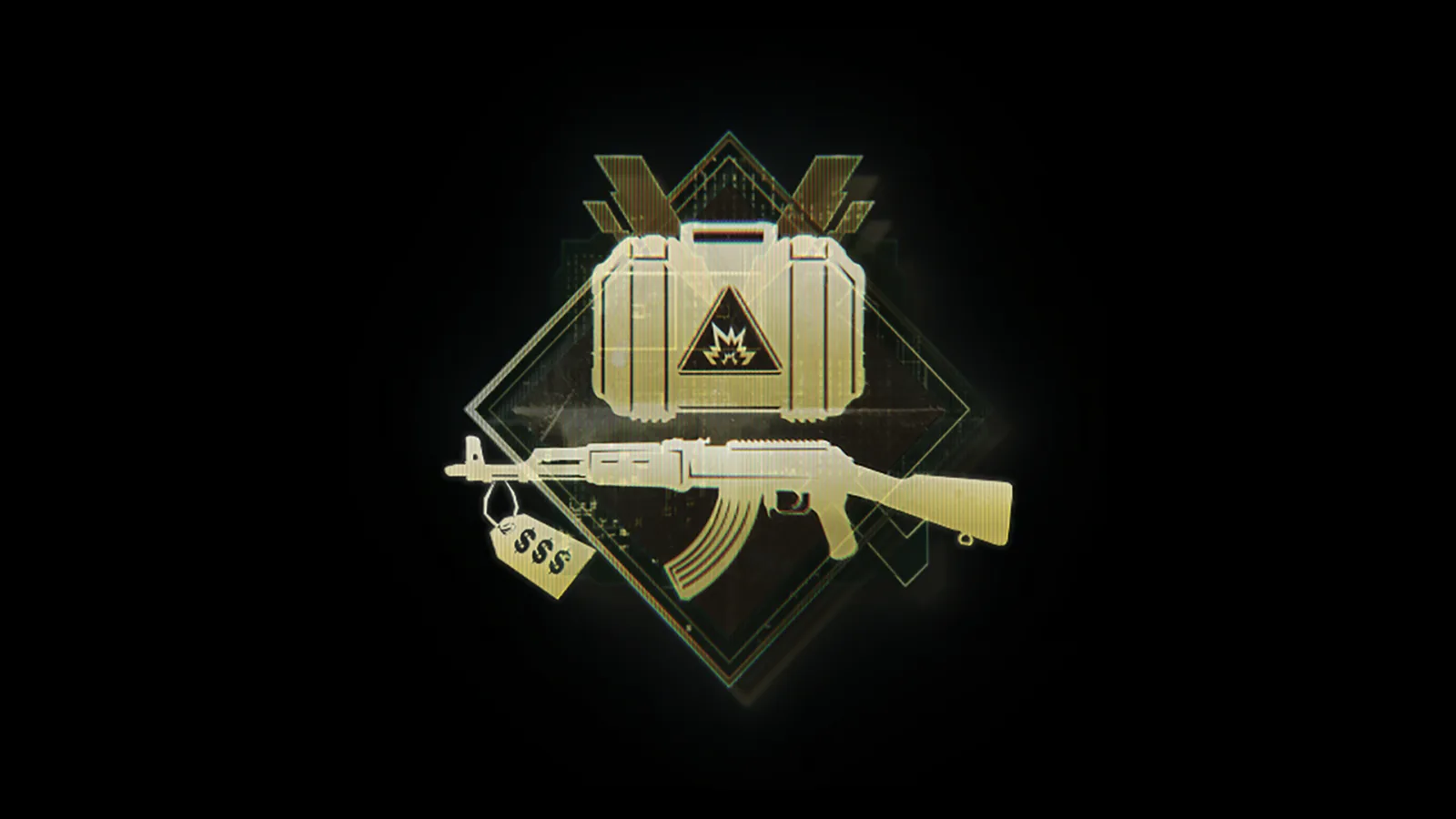 Modern Warfare 4 Collateral mode emblem: a bomb case above a rifle with a price tag