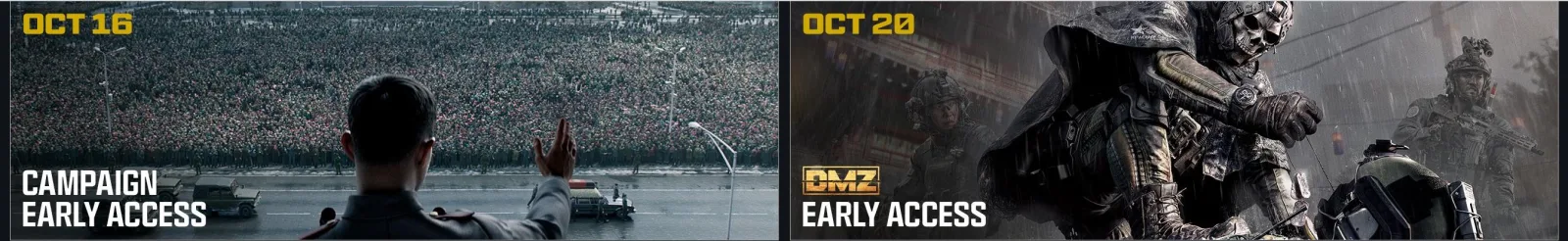 MW4 roadmap early access tiles: Campaign Early Access on October 16 and DMZ Early Access on October 20